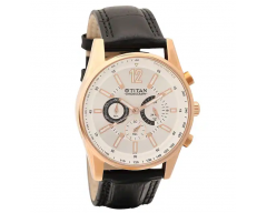 Titan Octane Silver Dial Chronograph Leather Strap watch for Men 9322WL01